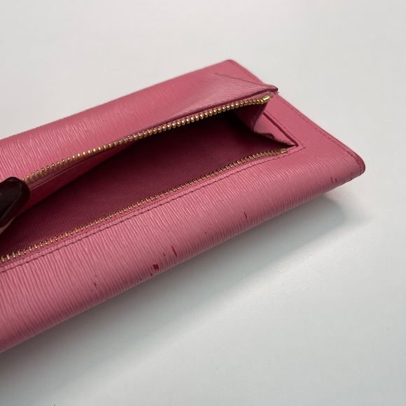 PRADA pink leather Saffiano metal Vitello Move envelope wallet clutch bag - Picture 11 of 16